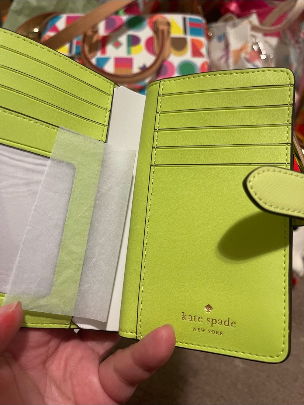 kate spade Kids Lime Green Card Holder Wallet with Snap